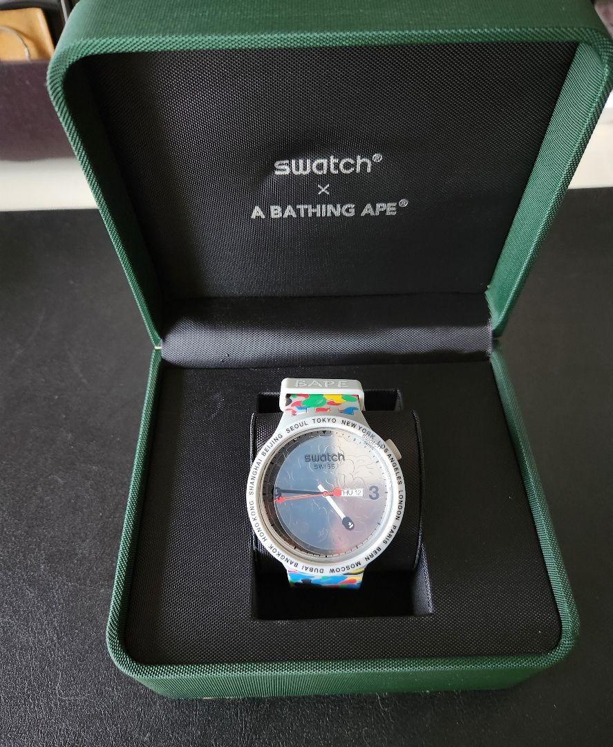 Swatch A BATHING APE スウォッチ エイプ コラボ 腕時計 白 SWATCH x BAPE A BATHING APE Watch TOKYO white MULTI CAMO Gray