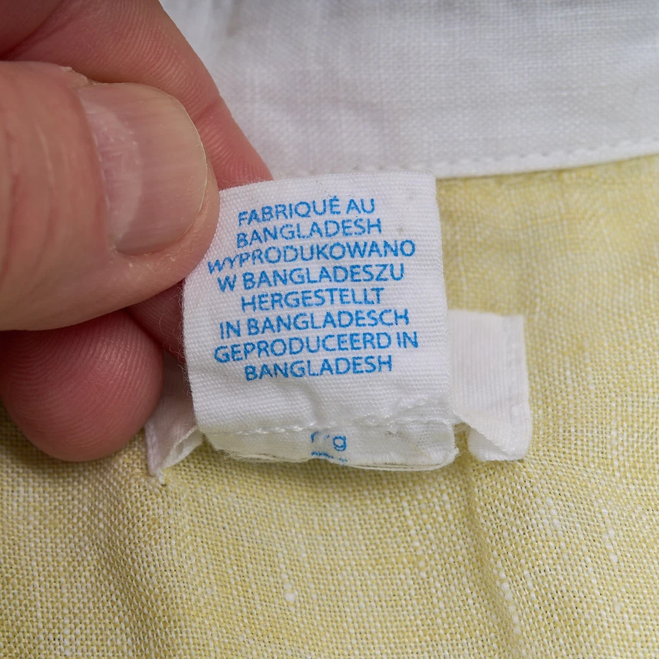 Camisa túnica de lino Sigrid Olson para mujer L amarilla lengüeta enrollable manga larga Foto 4 de 4