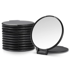 12 PCS Compact Mirror Bulk Round Makeup Mirror for Purse Travel Pocket Black