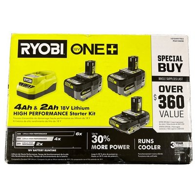 #ad RYOBI ONE 18V Lithium High Performance Starter Kit Batteries amp; Charger PSK108SB $119.99