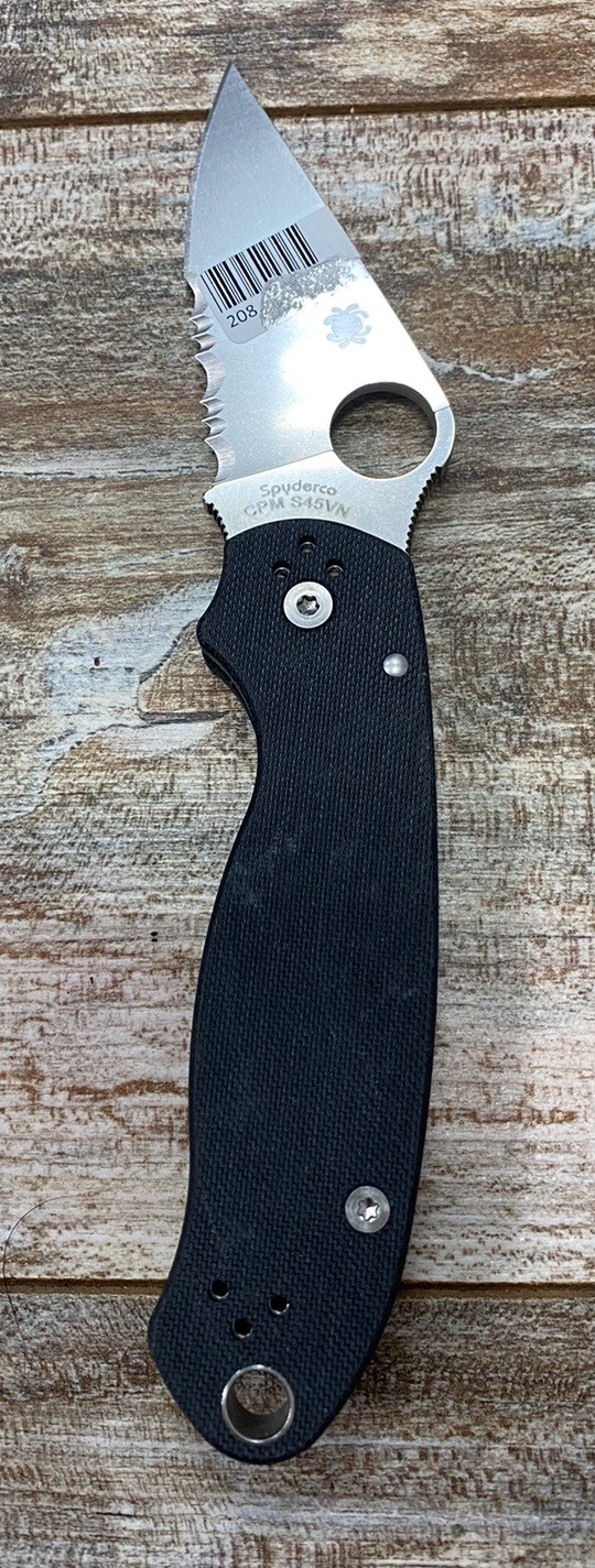 Spyderco Knives Para 3 Liner Lock Black G-10 S45VN C223GPS 1/2 Serr Factory 2nd