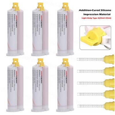Dental Impression Material VPS Light Body Regular Set (6 Cartridge & 30 Tips PVS