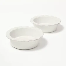 2pc Round Stoneware Mini Pie Dish Cream - Figmint™: Small Baking Dish
