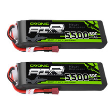 2 Packs OVONIC 5500mAh 3S Lipo Battery 11.1V 50C T for 1/10 RC Car Truck Boat