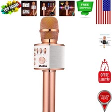 3-in-1 Portable Karaoke Microphone - Bluetooth Speaker and Recorder, Rose Gold