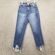 KanCan Jeans Womens 23 Blue Signature Mom Fit 100 Cotton Distressed