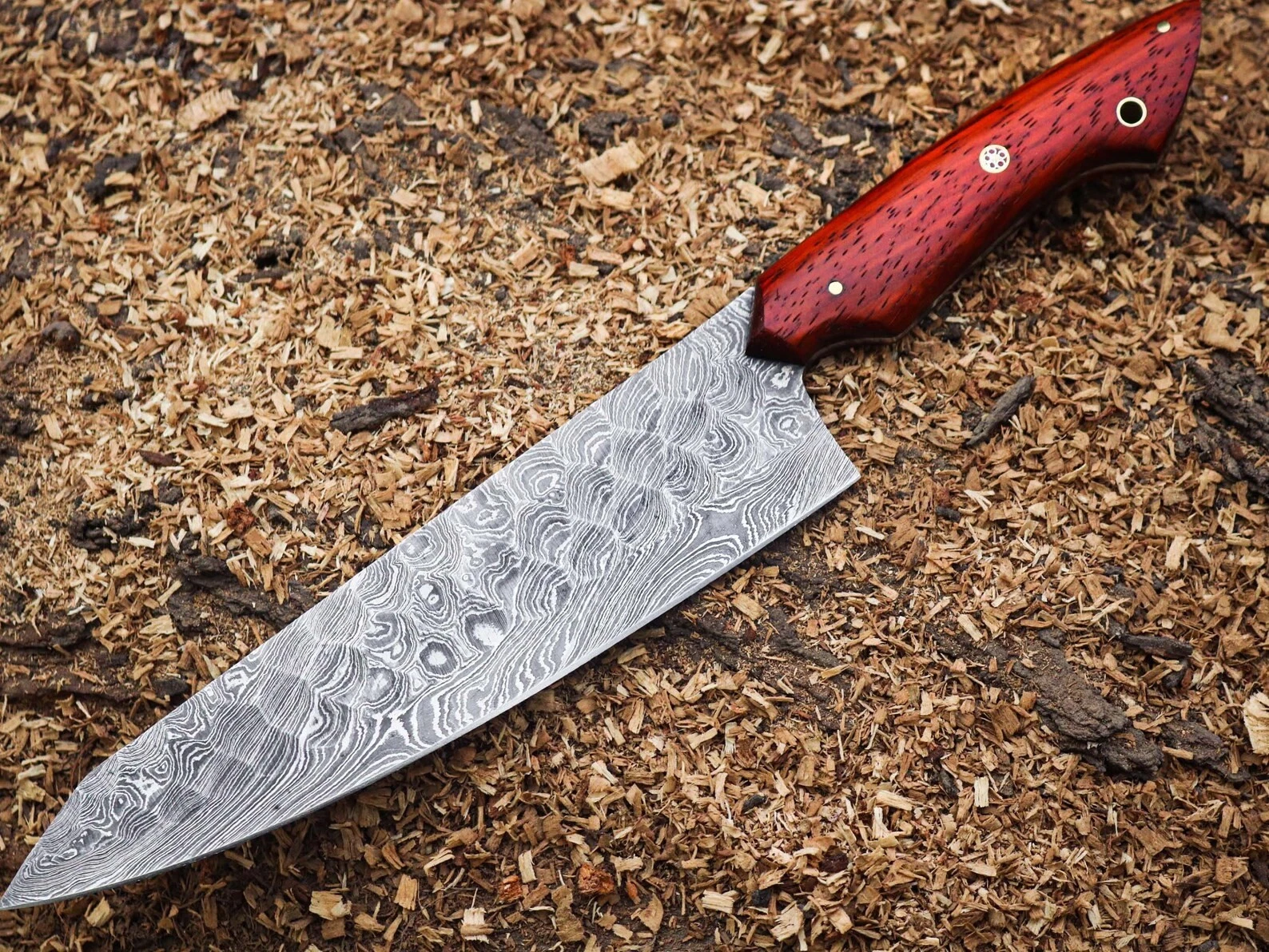 Hand-Forged 8" Damascus Steel Chef Knife | Vibrant Red Pakkawood Handle
Opens in a new window or tab