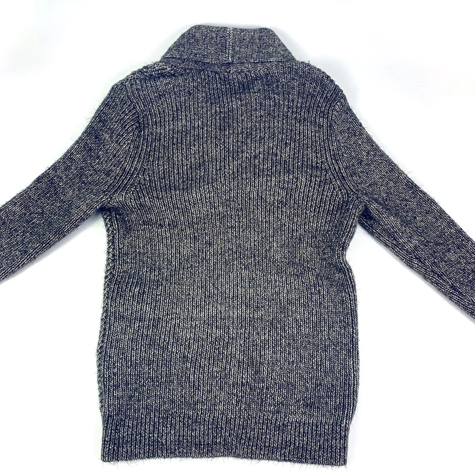 Express Knit Waffle Shawl Collar Cardigan Mens Sm Chocolate Brown Grampa Fisherm - Image 2 of 4