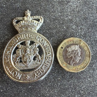 Nottinghamshire Constabulary Police Retired Cap Badge Obsolete Helmet Vintage