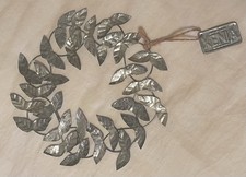 XENIA Blätterkranz ❤️ Fenster-Frühlings-Wand-Tür-Deko Metall Silber-Matt Ø 18cm