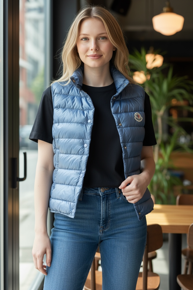 MONCLER LONGUE SAISON ネイビー ダウンベスト Women's moncler Longue Saison puffer vest Size 1 | eBay