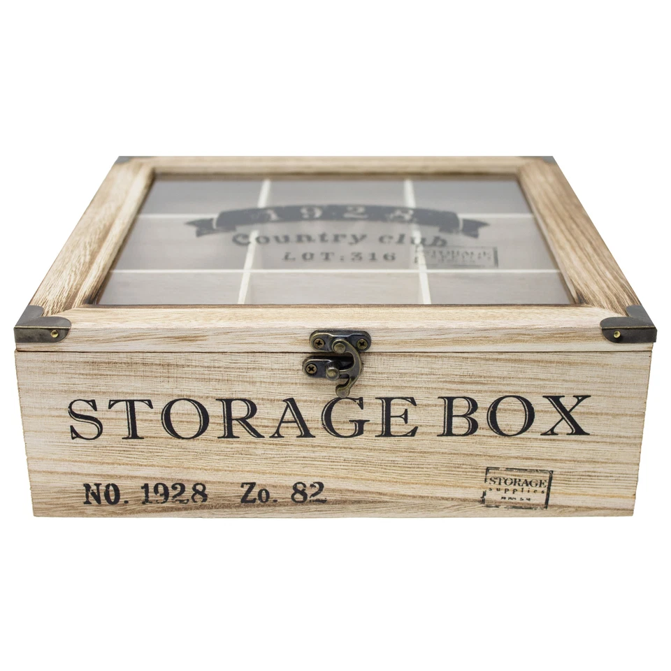 ToCi Teebox Holz 9 Fächer Teekiste Teedose Teebeutelbox Tee Dose Box Retro - Bild 2 von 4