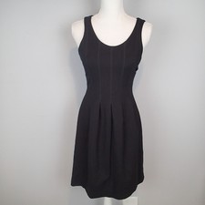 J Crew Petite Pleated Flare Dress BLACK 4P sleeveless stretch r9