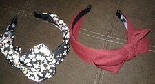 NEW LOT OF 2 HEAD BANDS BURGUNDY MAROON  FLORAL PRINT GIRLS WOMENS