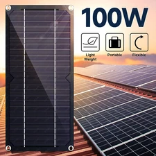 100W Solar Panel Trickle Charger Battery Maintainer with Car Charger Cable RV