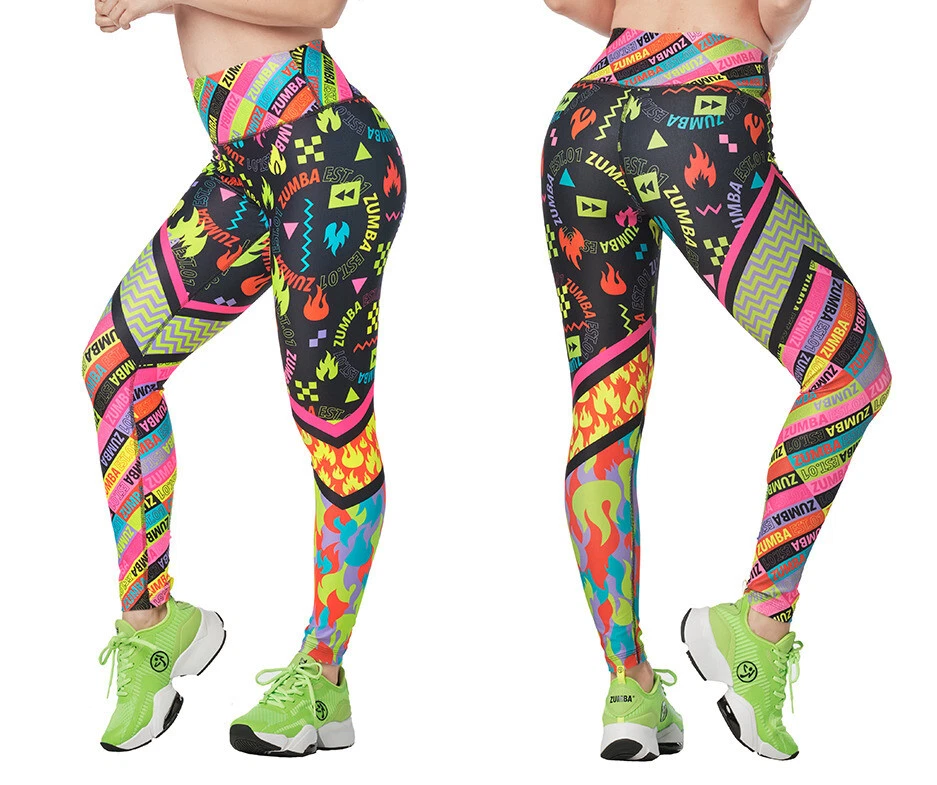 Zumba Printed High Waisted Ankle Leggings - Multi ~ XS S XL XXL ~ New!