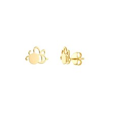 Bumble Bee Stud Earrings Real 14K Solid Gold Ear Studs Women Insect Jewelry