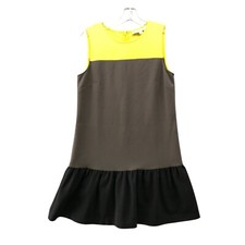 Loft Sleeveless Mini Dress Womens 4 Ruffle Hem Shift Yellow Black Brown Formal
