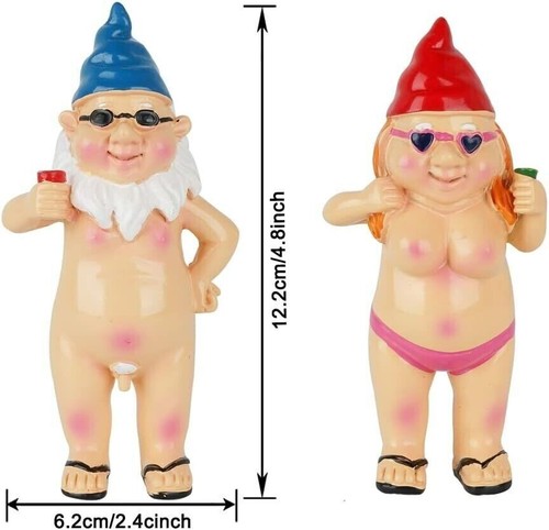 2Pcs Nude Statuary Garden Gnomes Naughty Naked Funny Gift Statue Decor Nudist AL - Picture 2 of 10