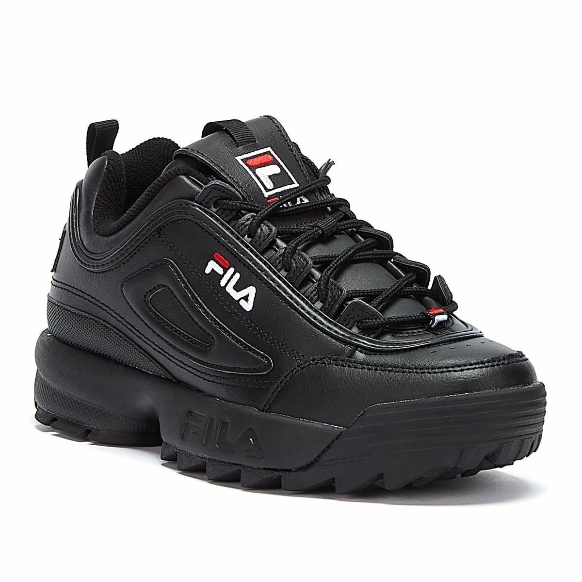 Sceptisch Kwestie Detective Mens Womens Fila Disruptor II Premium Black / White / Fila Red Trainers |  eBay