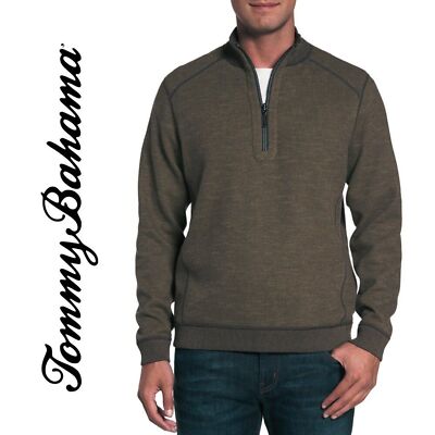 Tommy Bahama, Flipsider Reversible Quarter-zip Cotton Pullover, Black,  Brown