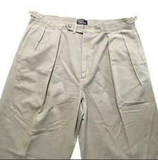 VTG Ralph Lauren Pants Mens 40x32 Khaki Gurkha Adjustable Pleated Relaxed USA