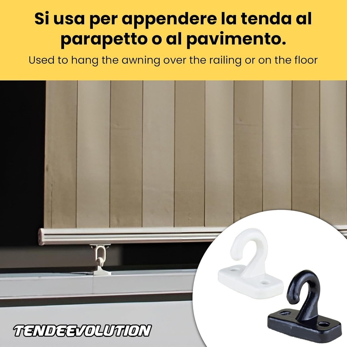 Gancio Per Tenda Da Sole In Ferro - Occhiello Per Tenda A Caduta Colore Nero 87106747