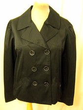 Rrp £50! Kangol Black Cotton Cropped Pleated Swing Jacket Trench Coat Mac 12