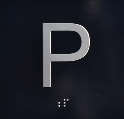 P Elevator Jamb Plate Sign(Parking) with Braille and..........(Black)-REF24-1027
