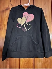 Circo Kids Girls Black Sweatshirt Hoodie W/hearts 7-8 Perfect For Valentines Day