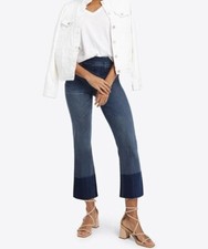 Spanx Cropped Flare Jeans Size Small Blue Pull On Medium Wash 20231R