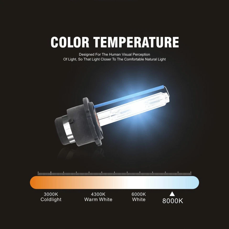 2x 8000K Ice Blue D2S D2R D2C HID Xenon Bulbs Factory Replacement Headlight Kit - Image 3 of 4