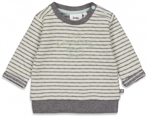 Leicht Wattierter Sweater In Offwhite / Grau Gestreift Mit Frontstick Von Feetje-image