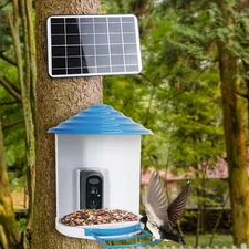Solar 1080P HD Smart Bird Feeder Camera Night Vision Camera AI Recognition IP65