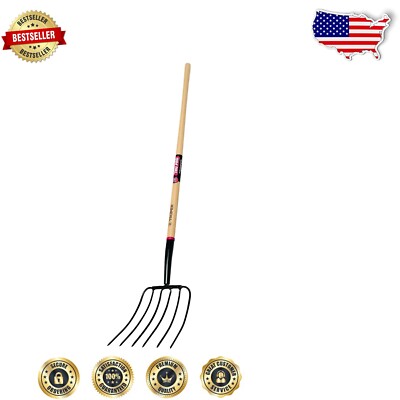 Professional Tru Pro 6-Tine Manure Fork - 54-Inch Ash Handle Tool