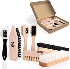 SULPO Schuhbürsten Set - 7 teiliges Schuhputzset Polierbürsten Nubukleder