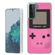 (Pink GameBoy)Rugged TPU phone case cover(Clear)for Samsung Galaxy S21 5G