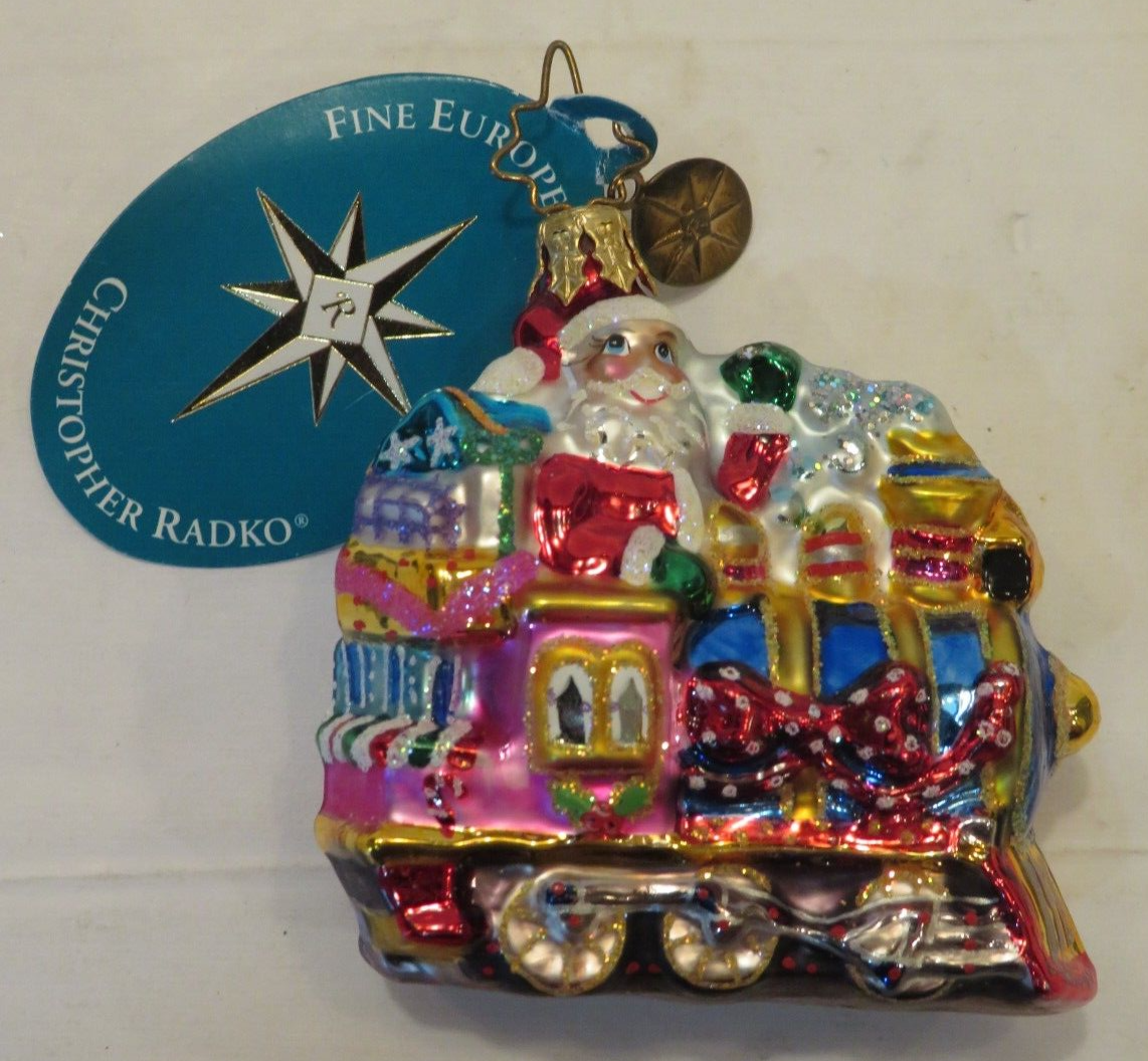 Christopher Radko Ornament Little Gem Collection Santa Riding Train