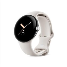 Google Pixel Watch, Silver Stainless Steel Case, Chalk Band, Unlocked -Excellent