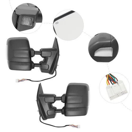 Towing Mirrors For 2017-2022 Nissan Titan Power Heated Mirrors with BSM Pair Set