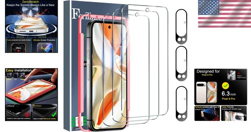 Invisible Full Coverage 3 Pack Screen and Lens Protectors for Google Pixel 9 Pro - 第 2/9 張圖片