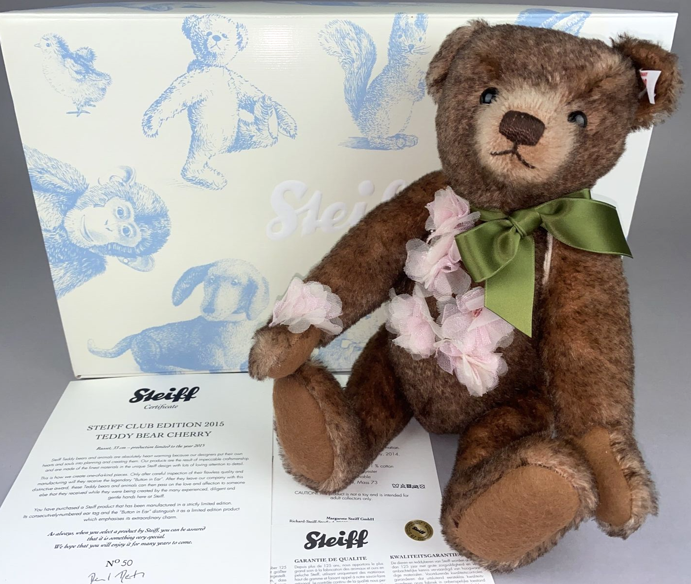 Steiff 2015 Club Bear - ""Cherry"" Ltd Ed. - 33cm, Russet -Mohair -  EAN:421341