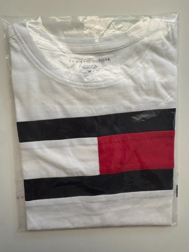 TOMMY HILFIGER UNISEX sz 8-10 T-SHIRT COTTON CREW NECK LOGO WHITE SUMMER CASUAL - Picture 2 of 5