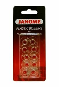 Janome (200122005) Pack of 10 Plastic Bobbins for All Janome Home Use Models - (5027843202274)