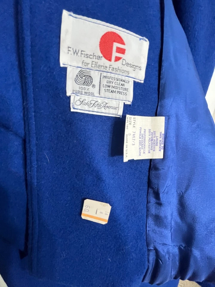Abrigo largo de lana para niños F.W Fischer Designs EE. UU. de colección ribete de terciopelo azul talla 8 Foto 3 de 4