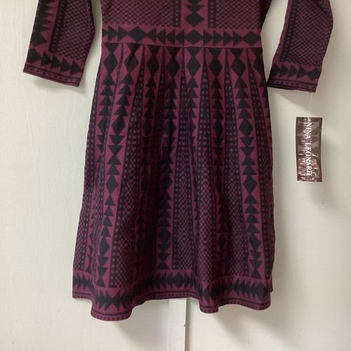 Nina Leonard Heavy Knit Dress Size Small Crewneck Scoop Neck Black Wine New - Picture 4 of 23