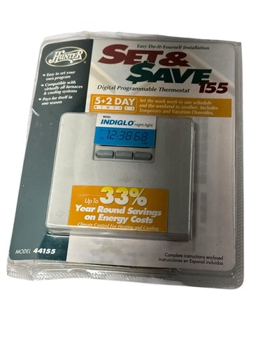Hunter Digital Programmable Thermostat Model 44155 Set & Save 155 New /Open Box