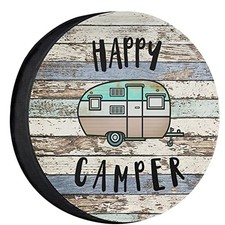 Happy Camper Spare Tire Cover Waterproof for Jeep Trailer RV SUV Truck Camper...