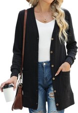Women's Long Cardigan Sweater Lightweight Open Front Knit Duster Coat Pockets