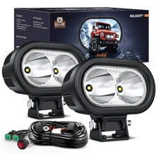 Nilight 2pc 4in LED Pod Driving Light 2100LM Built-in EMC Offroad Fog Kit